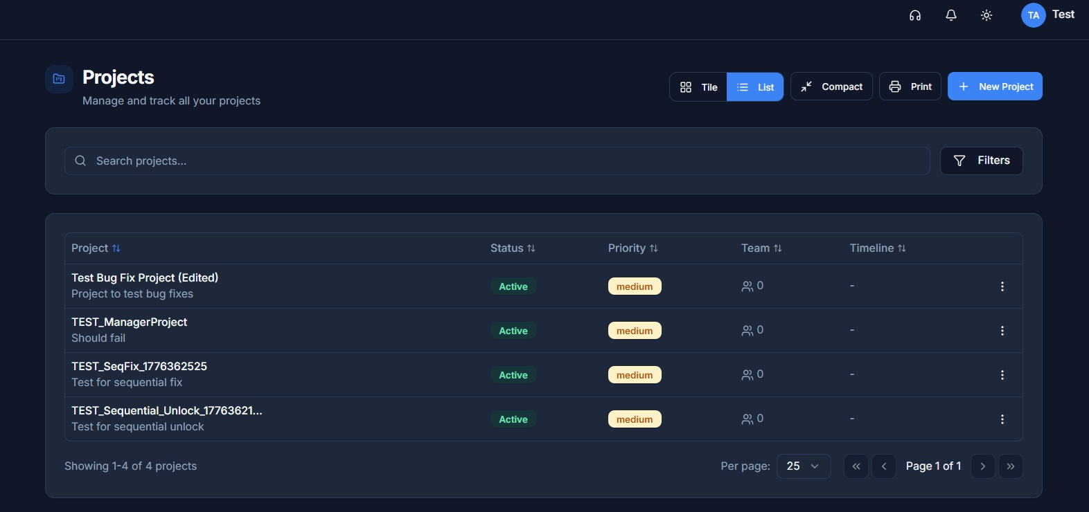 Project Management - WorkSmiths Feature Screenshot
