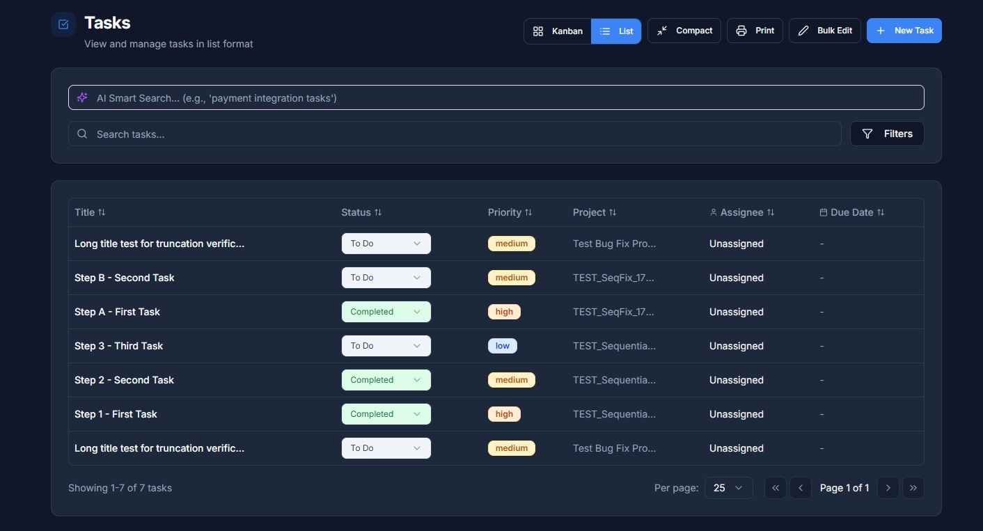 Task Management - WorkSmiths Feature Screenshot
